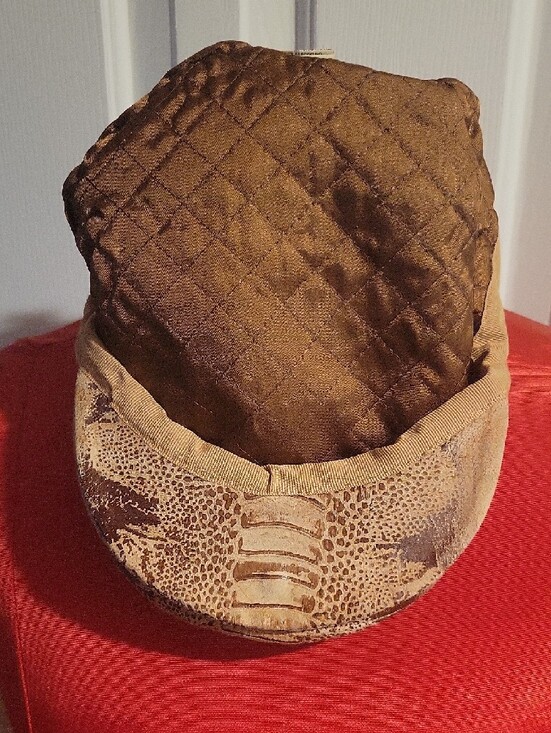 MARZI Leather-Style Reptile Print Cin Tan Beret Cap main image 4